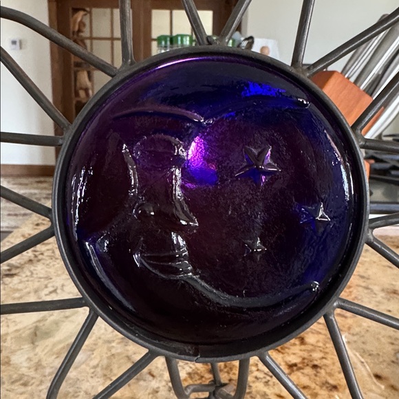 Cobalt Blue Sun and Moon Metal Art Candle Holder - Picture 10 of 10